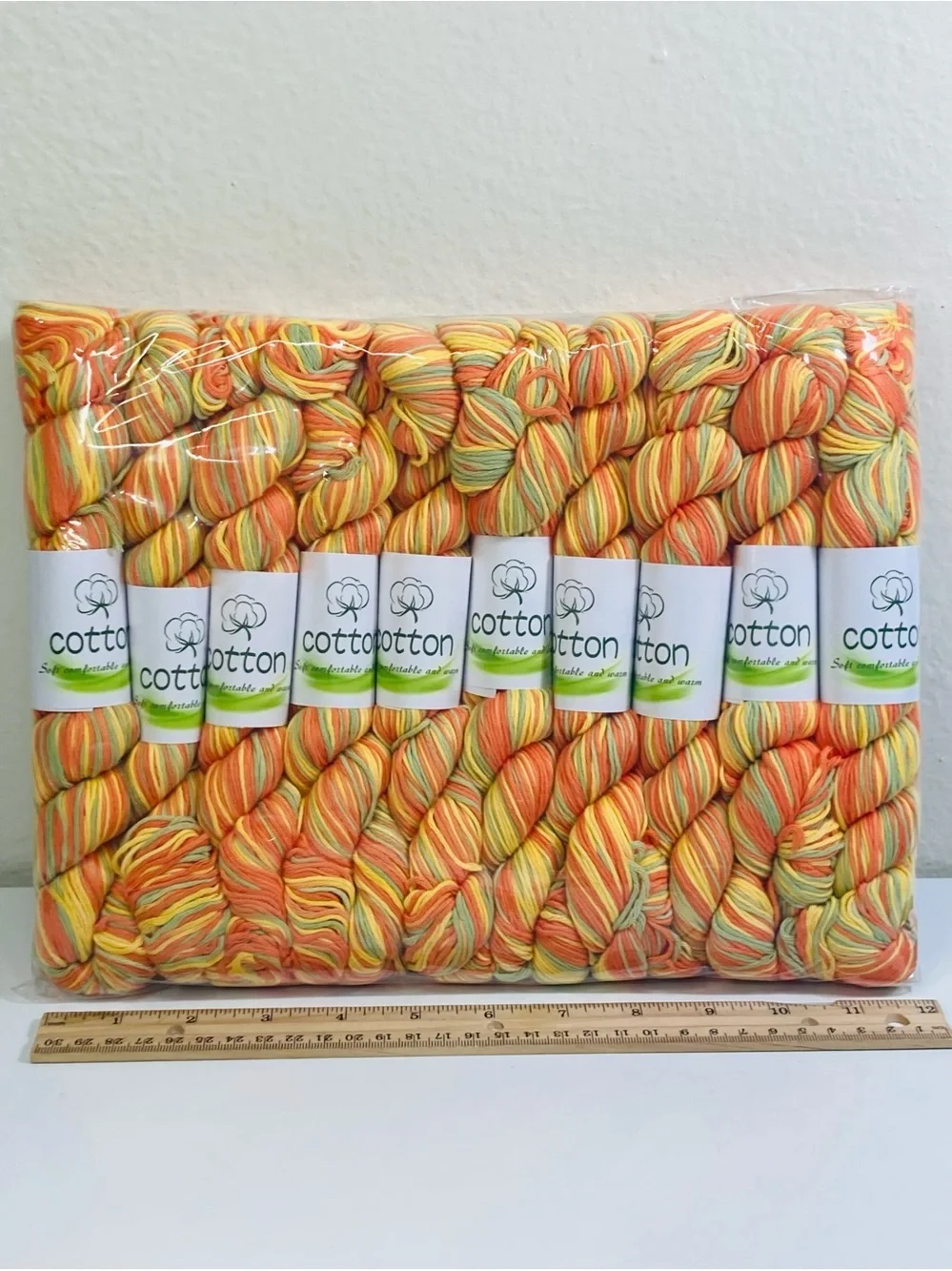 10 NEW (~500g total, ~50g ea.) 100% Cotton Variegated Hanks in Clementine